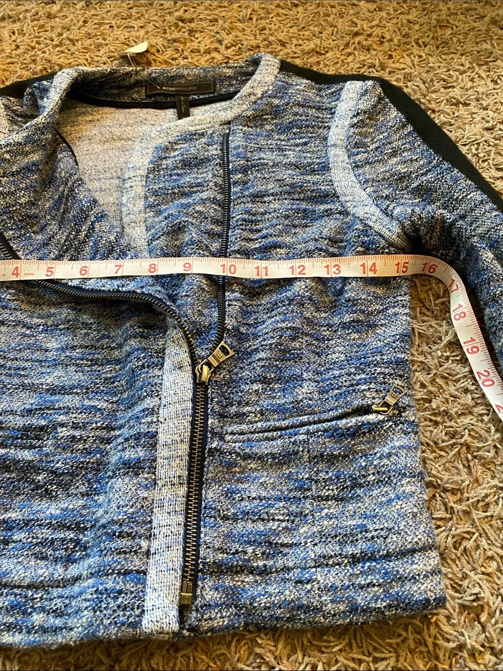 BCBGMaxAzria Blue Heather Zip-Front womens Jacket  and pant set XXS